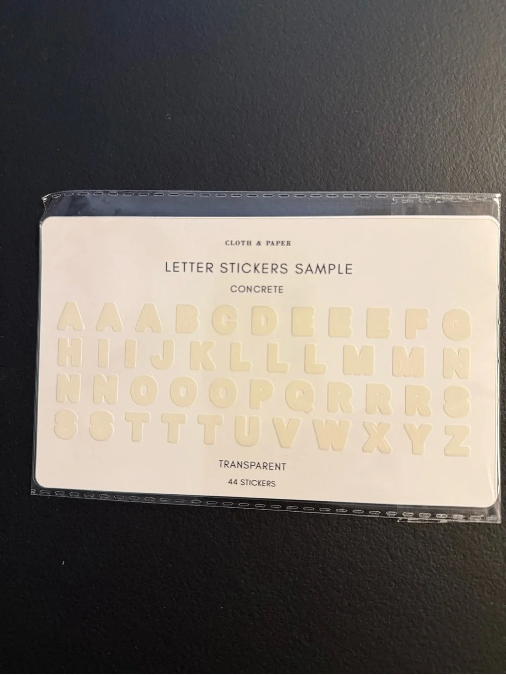 Cloth & Paper Concrete Letter Stickers Sample -  Cream 2 packs (44 each)